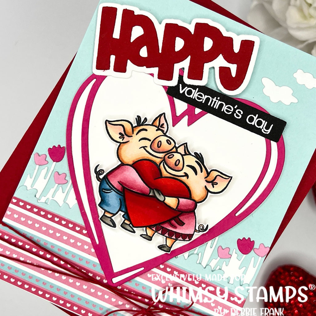 Whimsy Stamps Field of Butterflies Dies wsd141a pigs holding a heart | color-code:ALT01