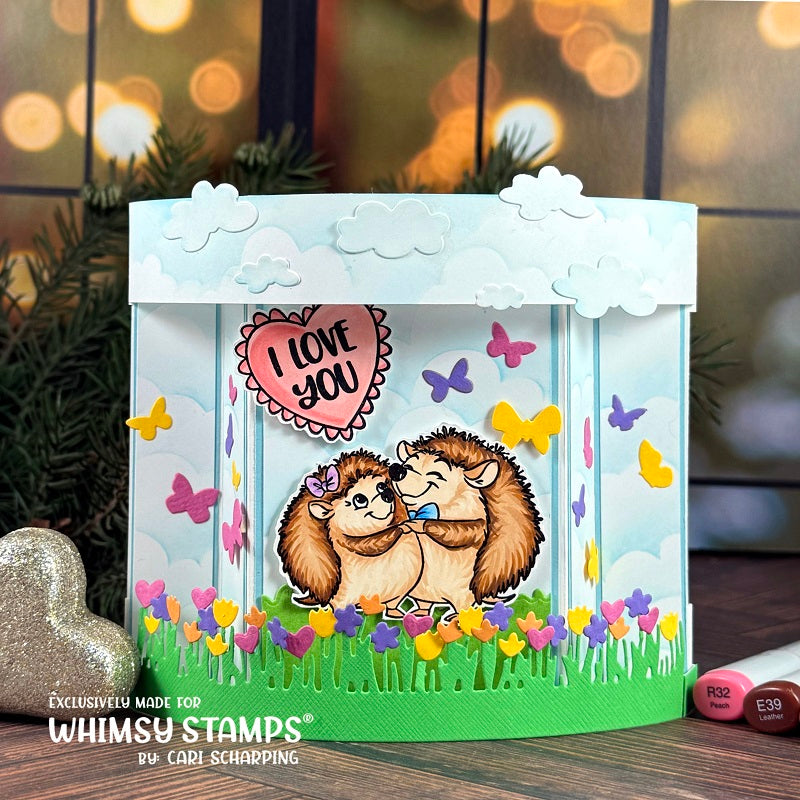 Whimsy Stamps Field of Flowers Dies wsd122a hedgehogs hugging