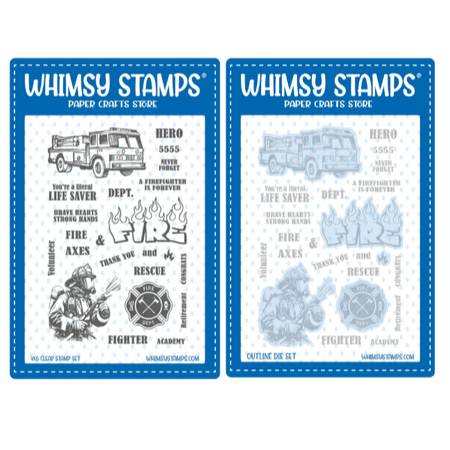 Whimsy Stamps Firefighter Clear Stamp and Die Set