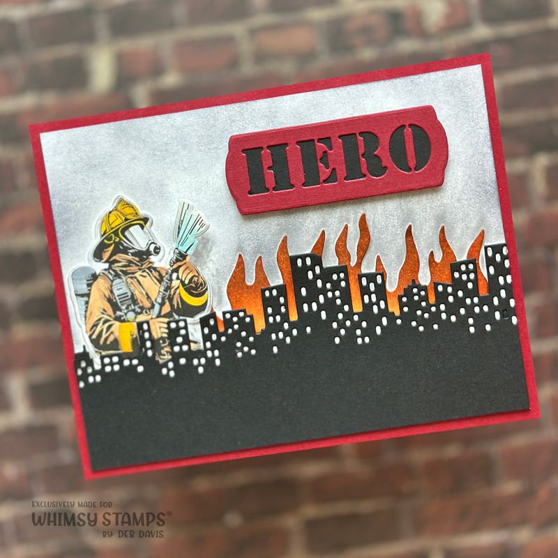 Whimsy Stamps Firefighter Clear Stamp and Die Set hero