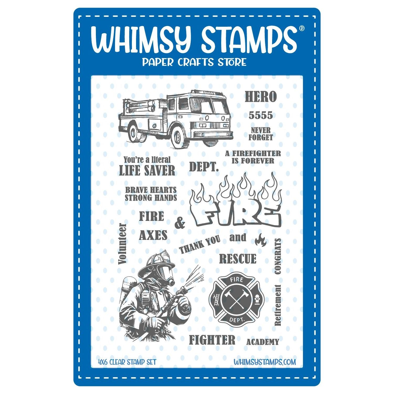 Whimsy Stamps Firefighter Clear Stamp and Die Set product image 1