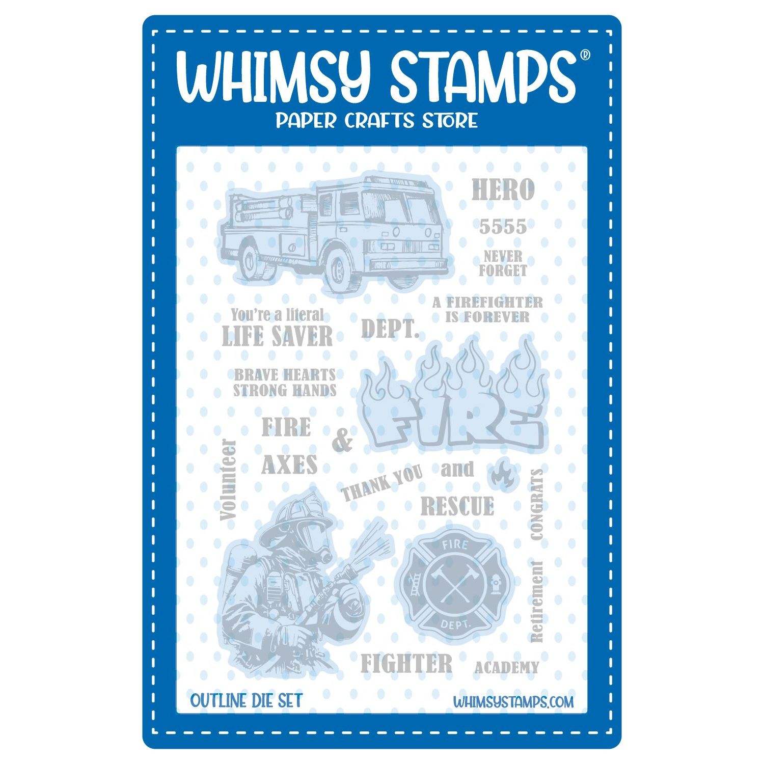 Whimsy Stamps Firefighter Clear Stamp and Die Set product image 2