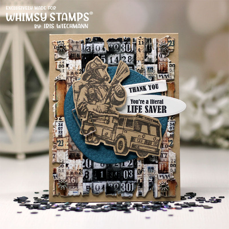 Whimsy Stamps Firefighter Clear Stamps cwsd416a thank you