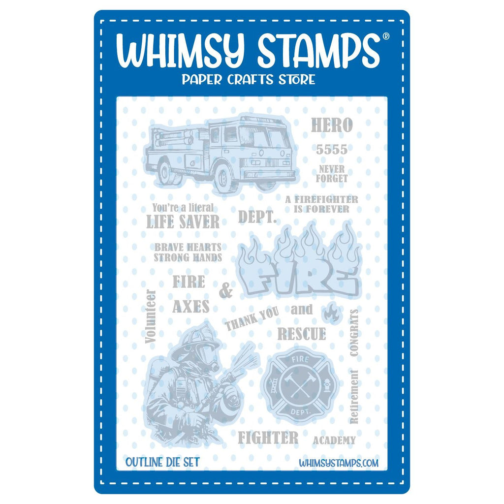 Whimsy Stamps Firefighter Outline Dies wsd009