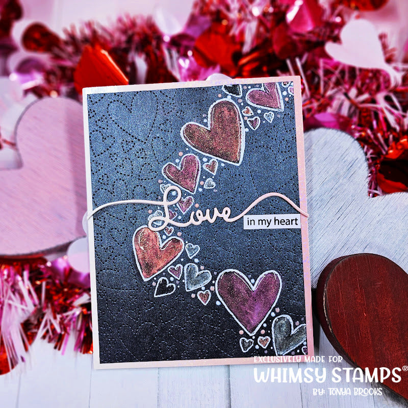 Whimsy Stamps Floating Hearts Cover Plate Die wsd558a glitter
