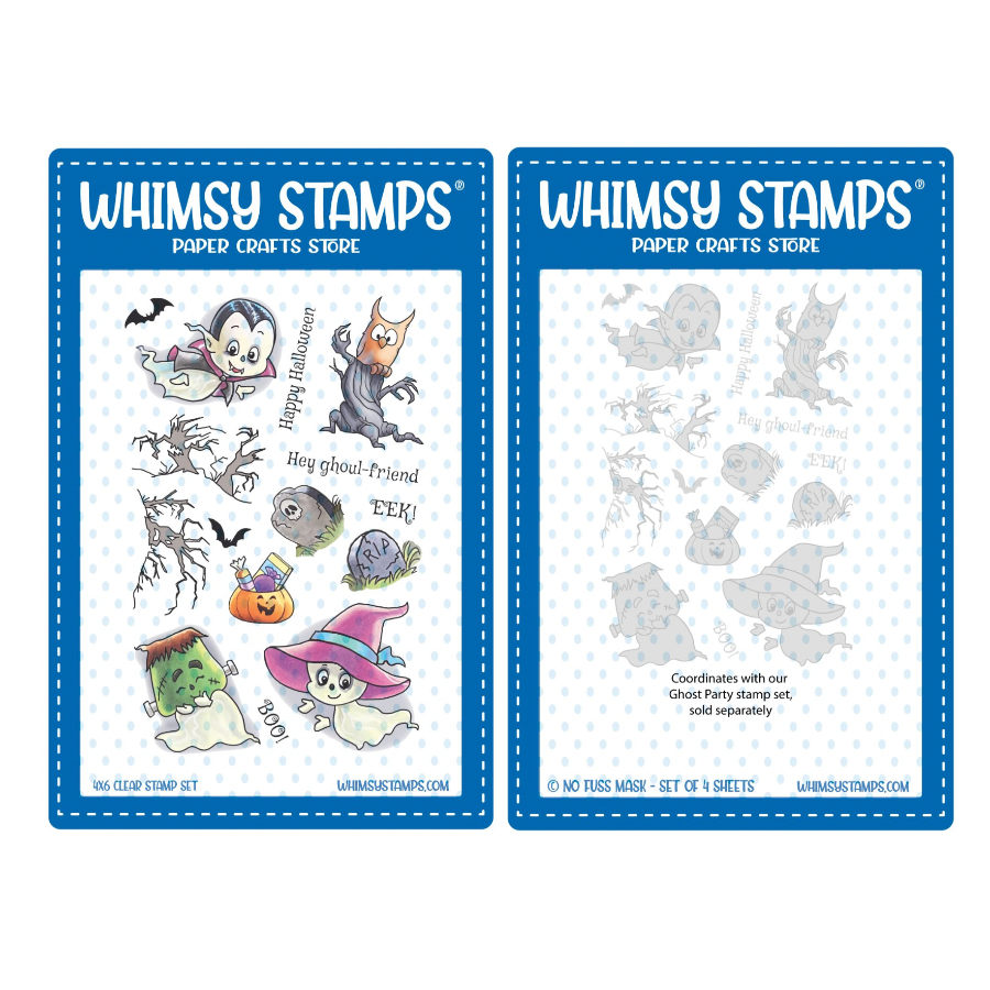 Whimsy Stamps Ghost Party Clear Stamp and NoFuss Mask Set