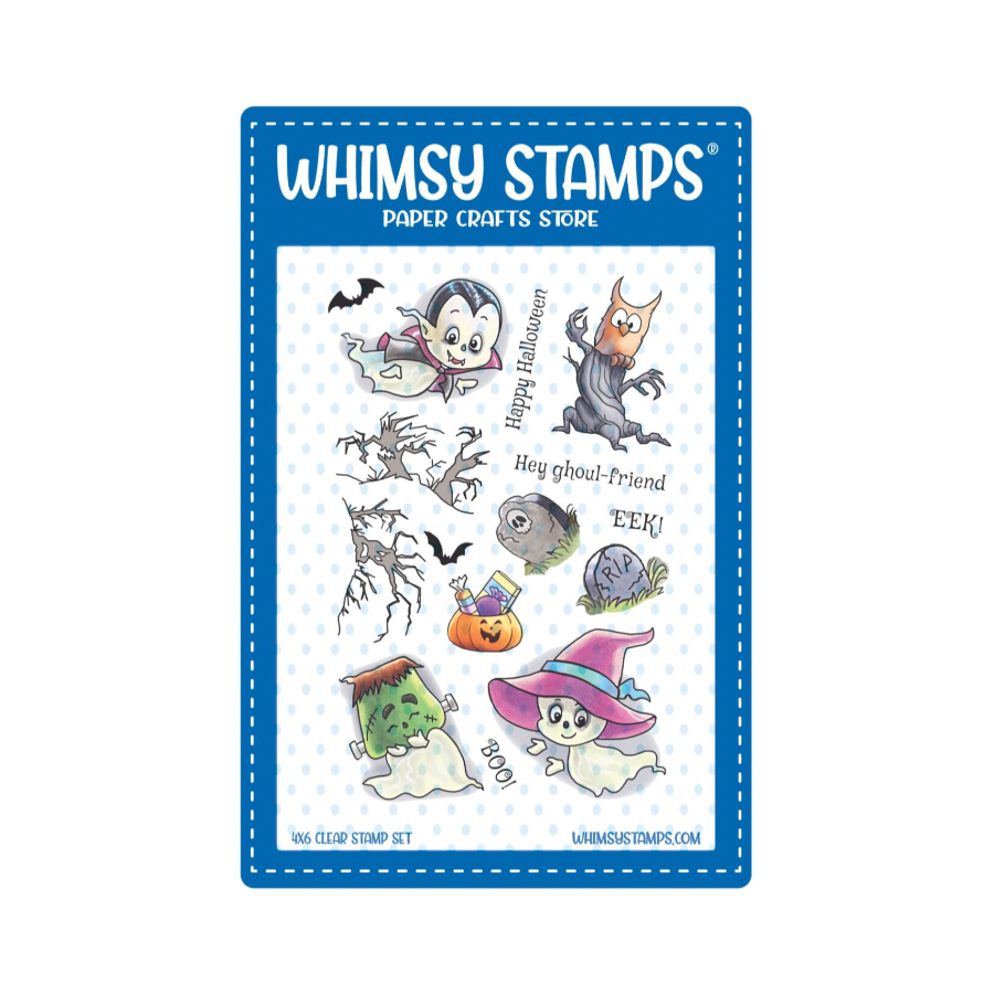 Whimsy Stamps Ghost Party Clear Stamp and NoFuss Mask Set image 1