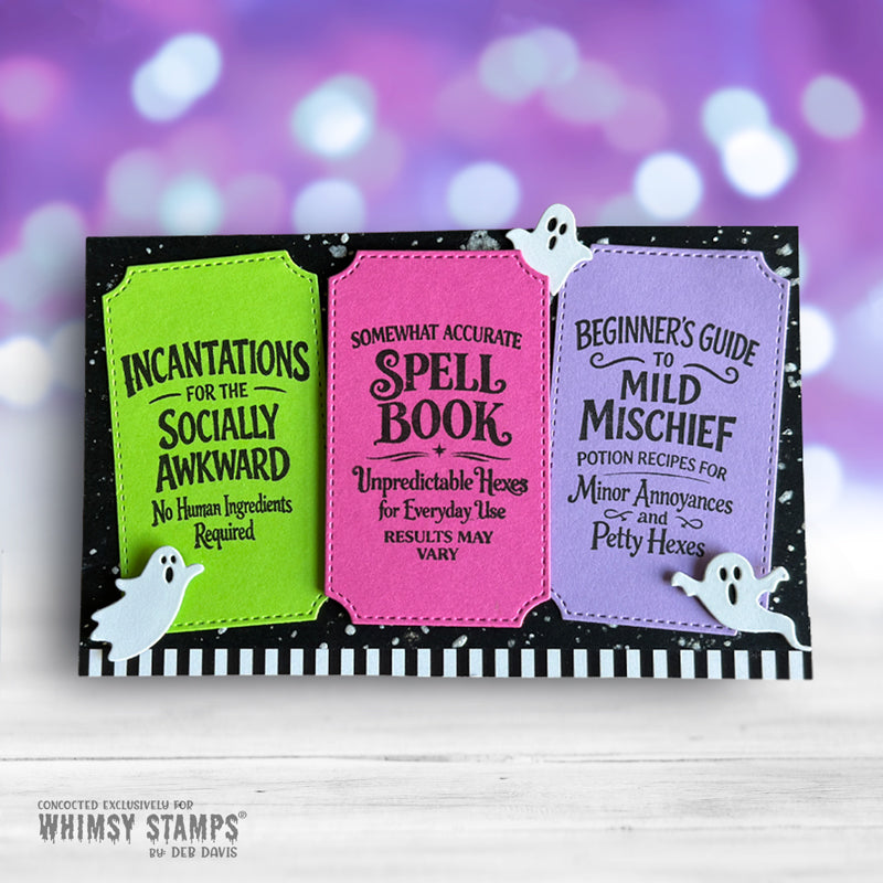 Whimsy Stamps Ghosties Galore Die wsd058 black and white stripes card