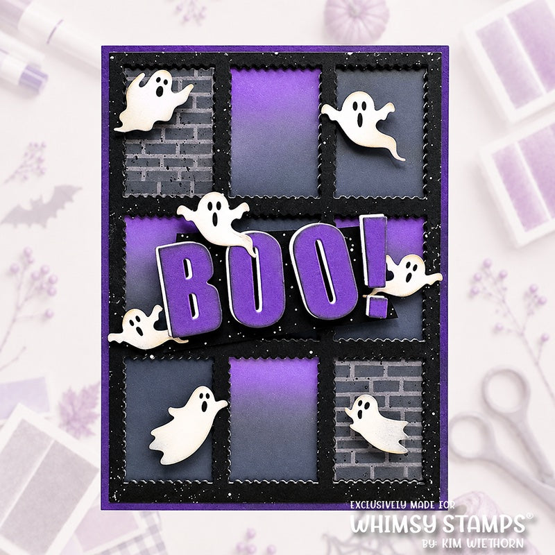 Whimsy Stamps Ghosties Galore Die wsd058 purple boo card