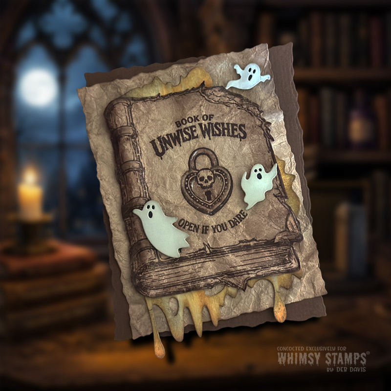 Whimsy Stamps Ghosties Galore Die wsd058 three ghosts card