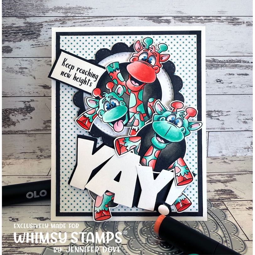 Whimsy Stamps Giraffes, Oh Hello Clear Stamp and Die Set yay