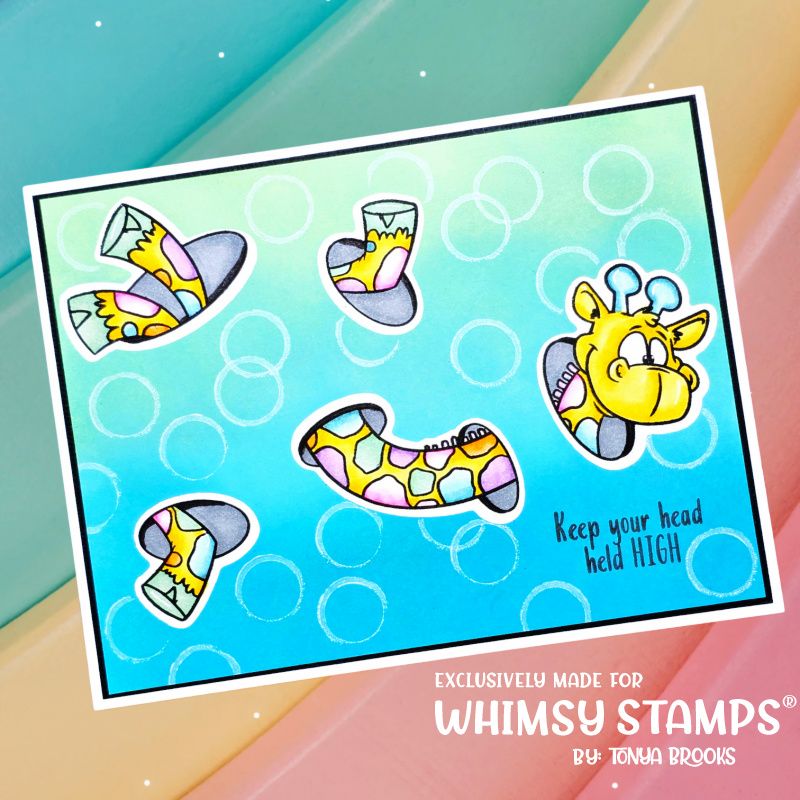 Whimsy Stamps Giraffes, Oh Hello Clear Stamps dp1022a bubbles