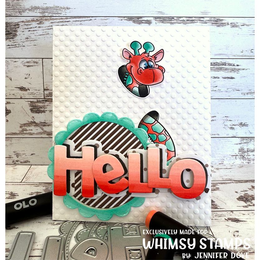 Whimsy Stamps Giraffes, Oh Hello Outline Dies wsd018 hello