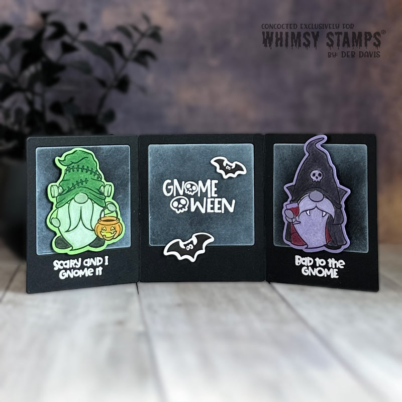 Whimsy Stamps GnomeOween Clear Stamp and Die Set bats