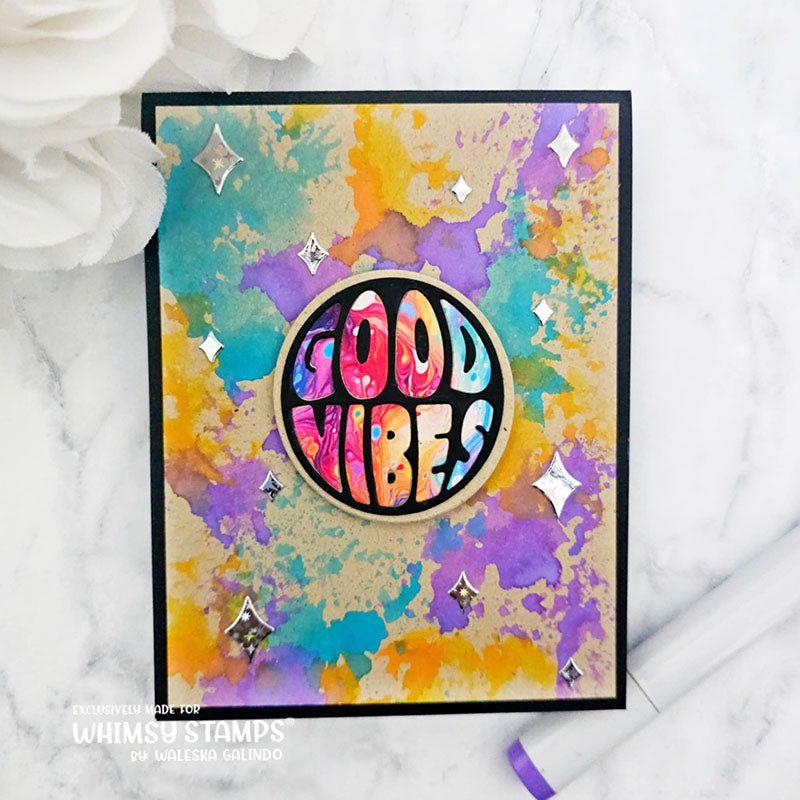 Whimsy Stamps Good Vibes Dies wsd394a watercolor