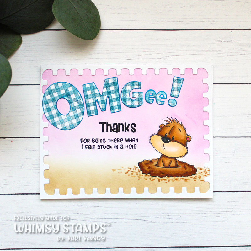 Whimsy Stamps Gopher It Clear Stamps cwsd379b plaid letters thanks card