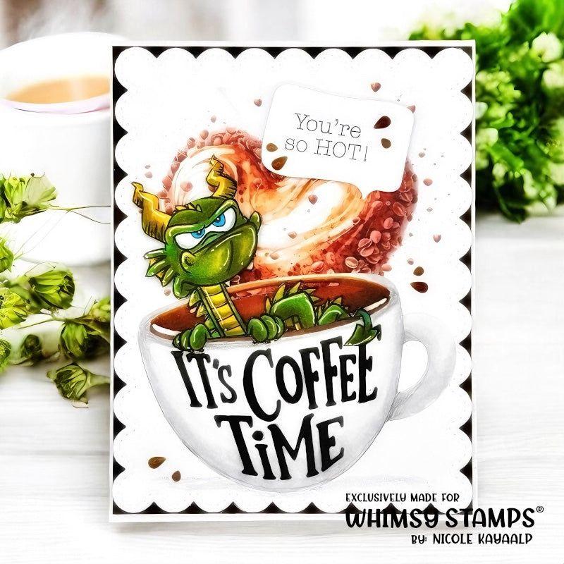 Whimsy Stamps Grumpy Dragons Clear Stamp and Die Set coffee