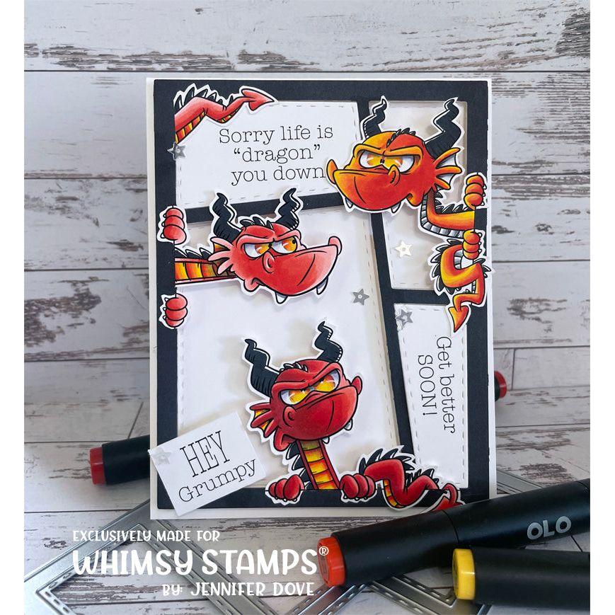Whimsy Stamps Grumpy Dragons Clear Stamp and Die Set grumpy