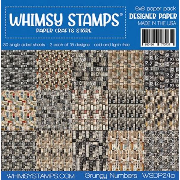 Whimsy Stamps Grungy Numbers 6 x 6 inch Paper Pack wsdp24a