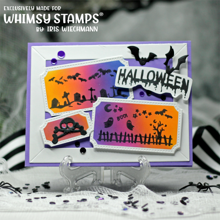 Whimsy Stamps Halloween Bitty Borders Clear Stamps cwsd328a bats