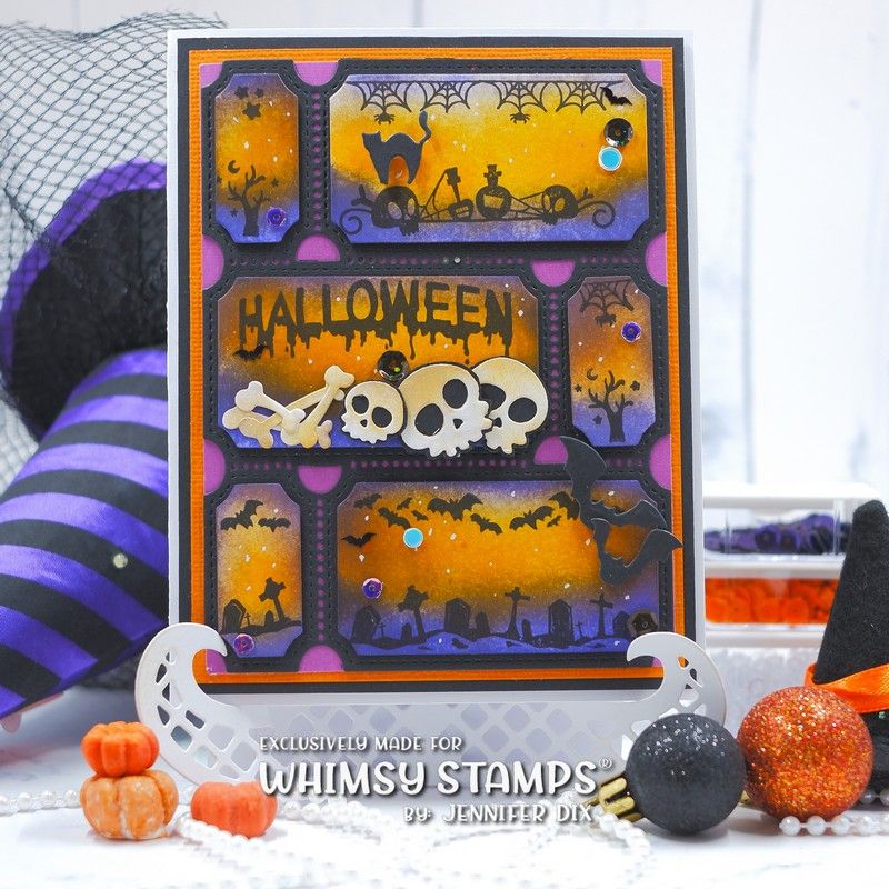 Whimsy Stamps Halloween Bitty Borders Clear Stamps cwsd328a bones