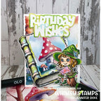 Whimsy Stamps Halloween Spells Clear Stamps c1307a birthday wishes book card