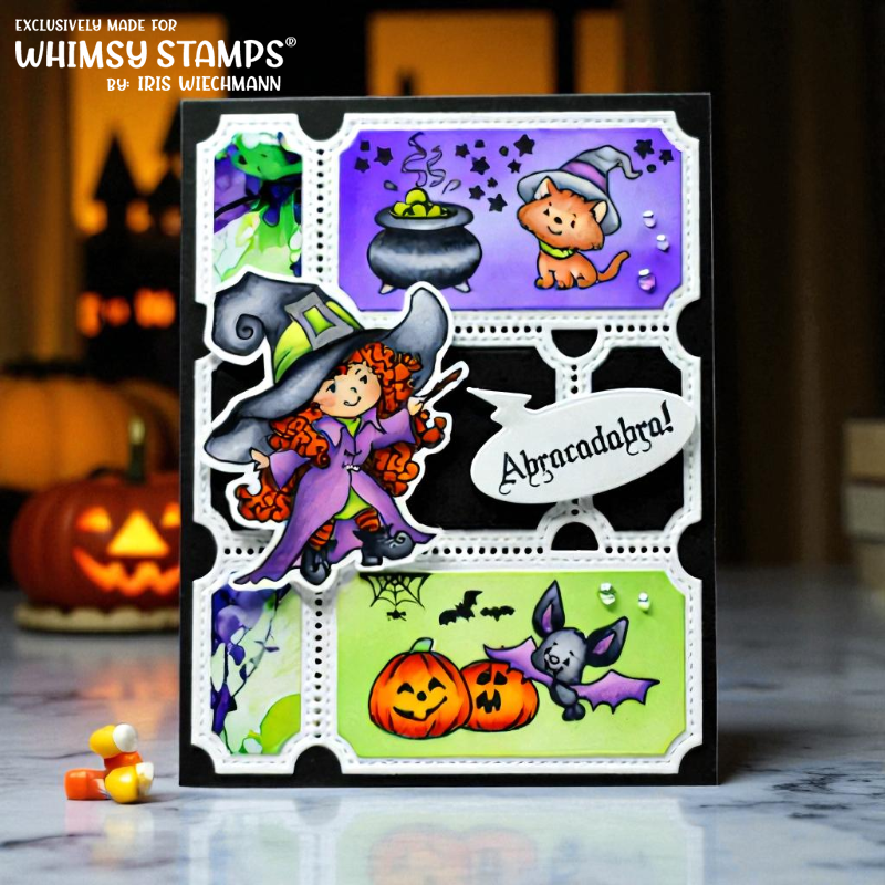 Whimsy Stamps Halloween Tricks Clear Stamp and No Fuss Mask Set cat