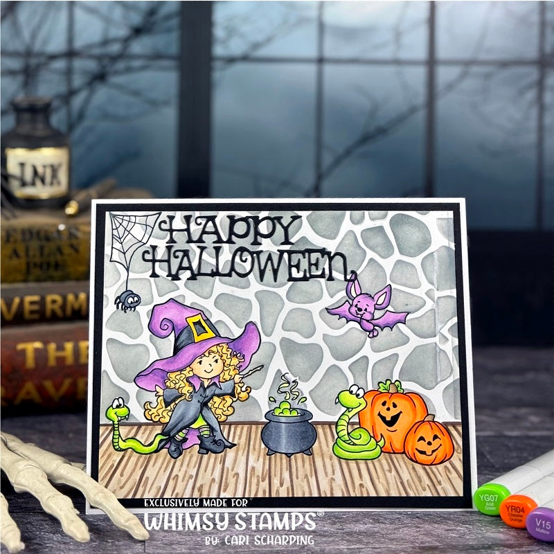 Whimsy Stamps Halloween Tricks Clear Stamp and No Fuss Mask Set snakes