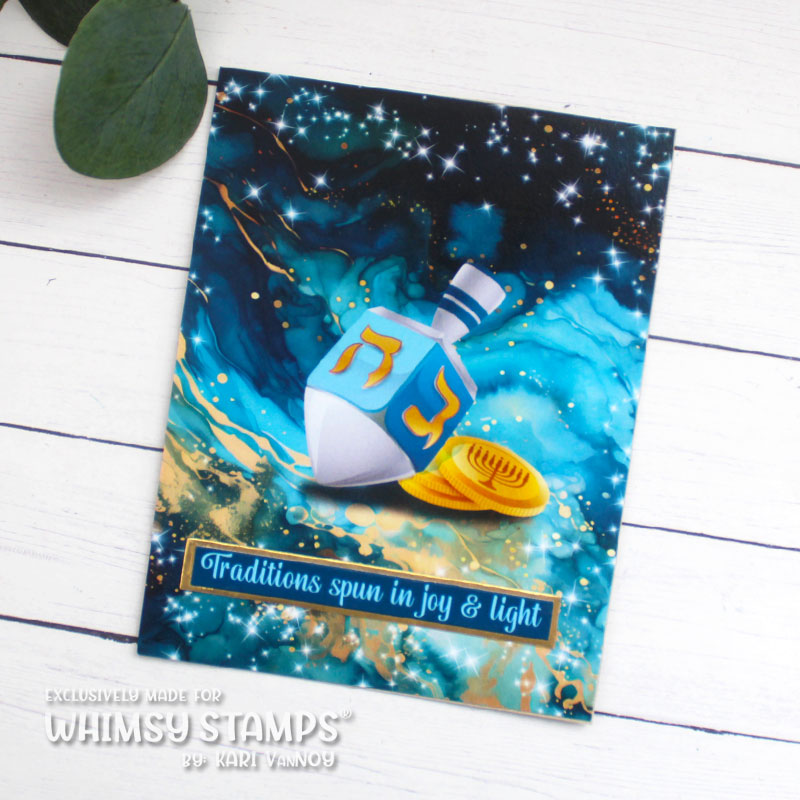 Whimsy Stamps Hanukkah Quick Card Fronts wsqcf-37 dreidel