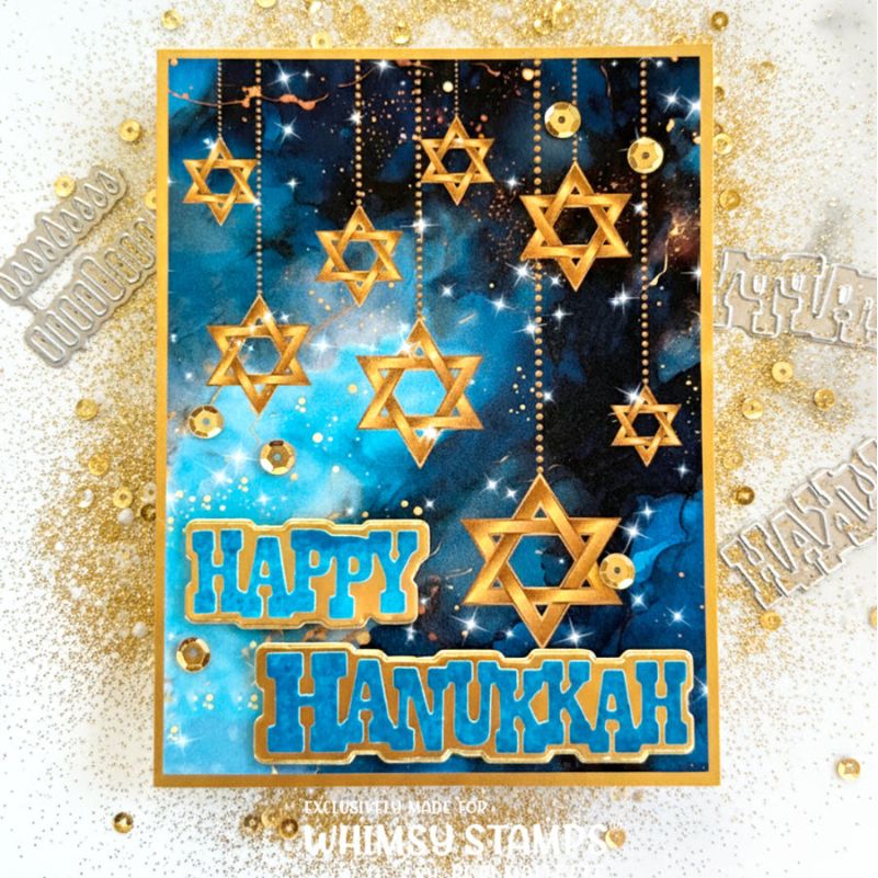 Whimsy Stamps Hanukkah Quick Card Fronts wsqcf-37 stars