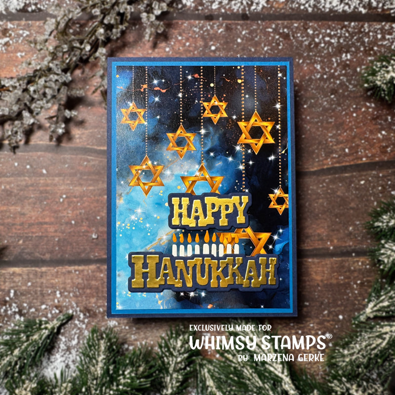 Whimsy Stamps Happy Hanukkah Dies wsd049 night sky