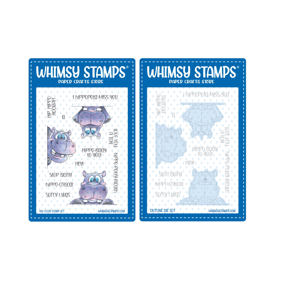 Whimsy Stamps Happy Hippos Clear Stamp and Die Set