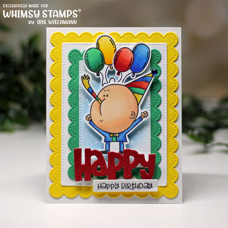 Whimsy Stamps Happy Word and Shadow Dies wsd029 balloons
