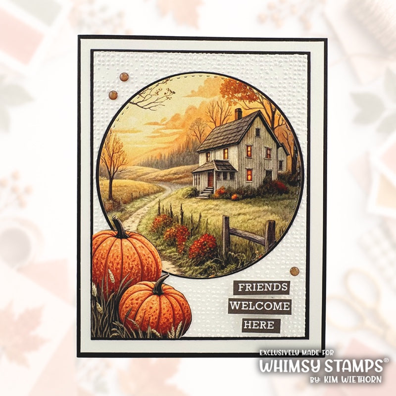 Whimsy Stamps Harvest Welcome Quick Card Fronts wsqcf-52 old farm house card