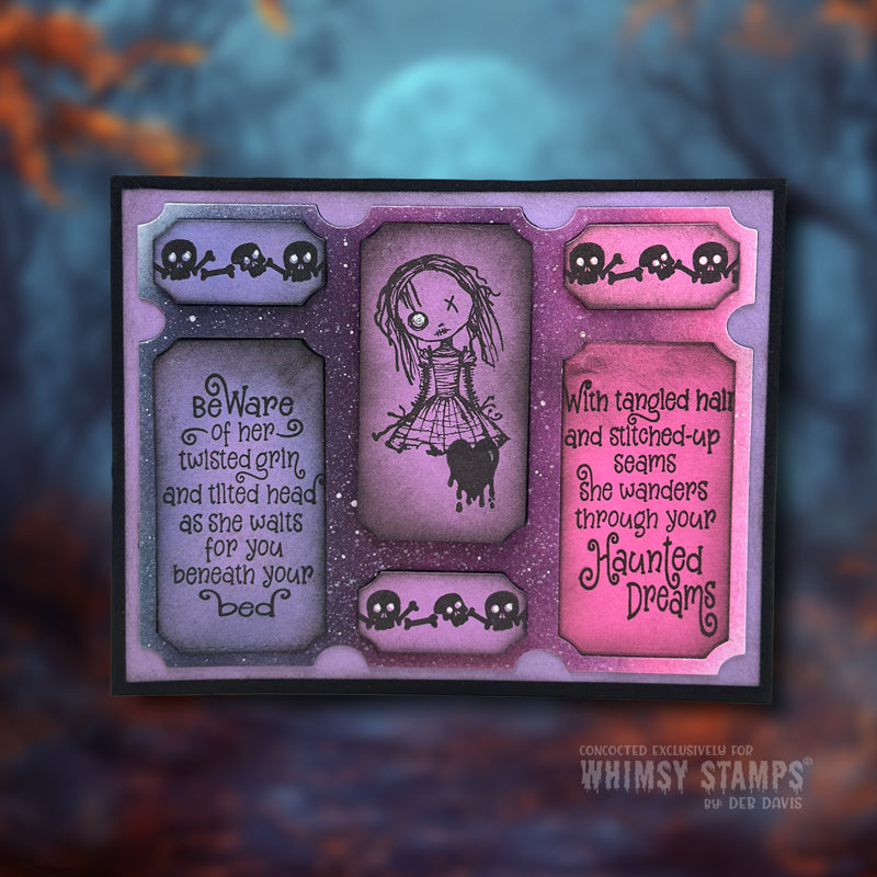 Whimsy Stamps Haunted Dreams Clear Stamps cwsd172c skulls and crossbones halloween card