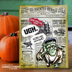 Whimsy Stamps Haunted Herald Clear Stamps cwsd483 green monster card