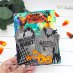 Whimsy Stamps Haunted Night Sentiments Clear Stamps cwsd327a graves
