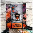 Whimsy Stamps Haunted Night Sentiments Clear Stamps cwsd327a kittens