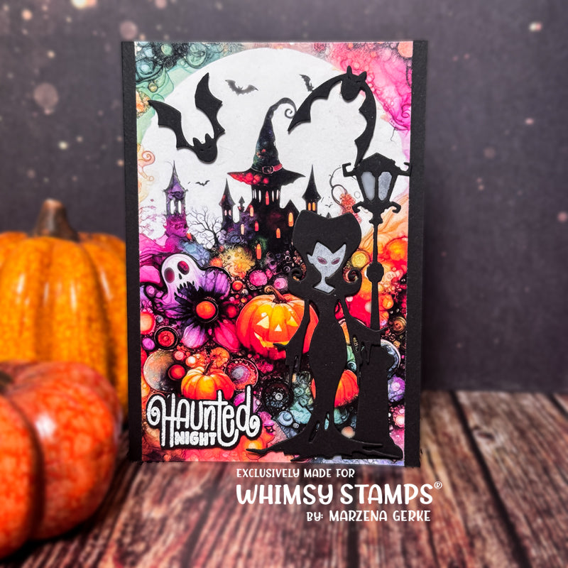 Whimsy Stamps Haunted Night Sentiments Clear Stamps cwsd327a vamp