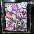 Whimsy Stamps Haunted Screams Clear Stamps cwsd430a patched quilt card