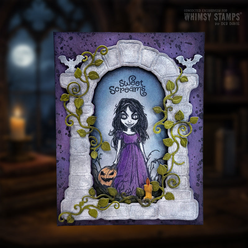 Whimsy Stamps Haunted Screams Clear Stamps cwsd430a sweet screams card