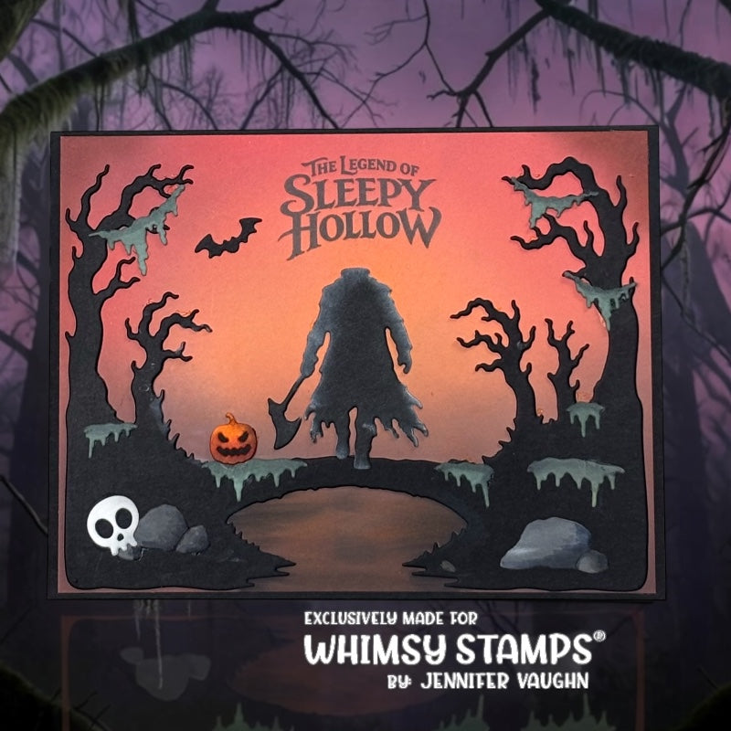 Whimsy Stamps Headless Horseman Dies wsd059 scary forest scene card