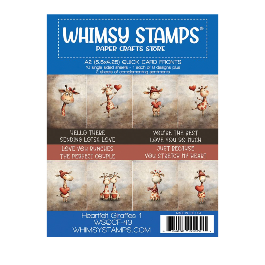 Whimsy Stamps Heartfelt Giraffes 1 Quick Card Fronts wsqcf-43