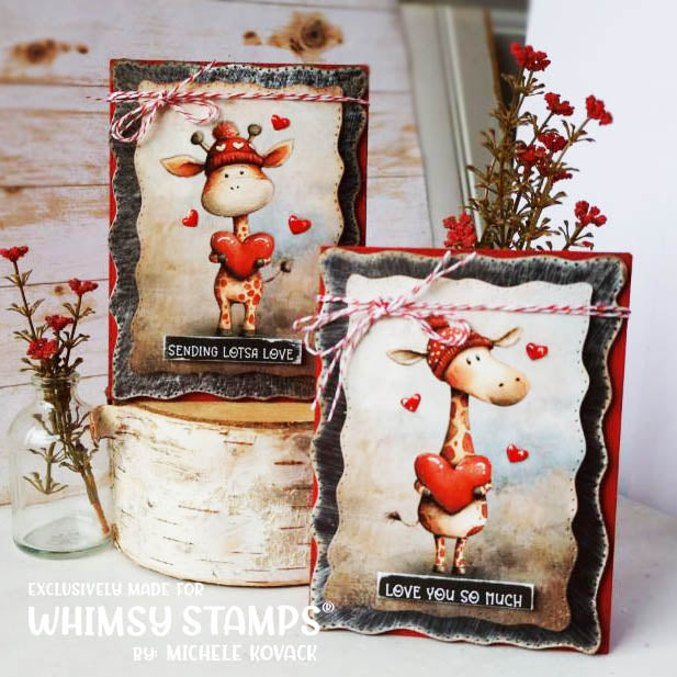 Whimsy Stamps Heartfelt Giraffes 1 Quick Card Fronts wsqcf-43 hearts