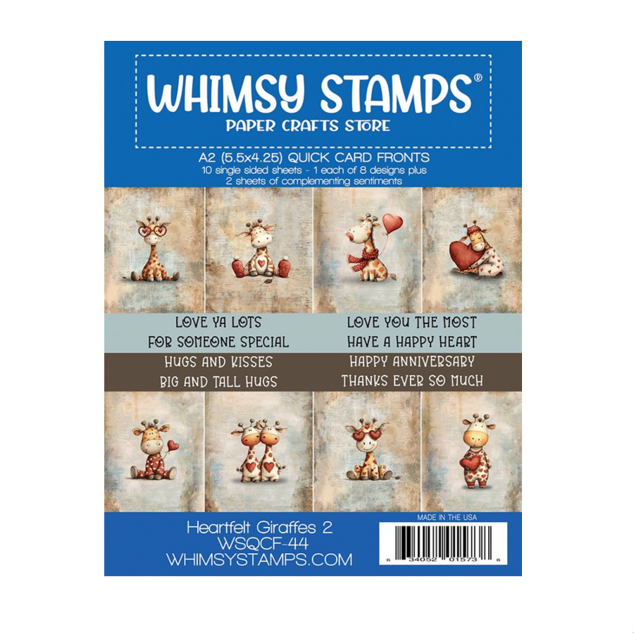 Whimsy Stamps Heartfelt Giraffes 2 Quick Card Fronts wsqcf-44