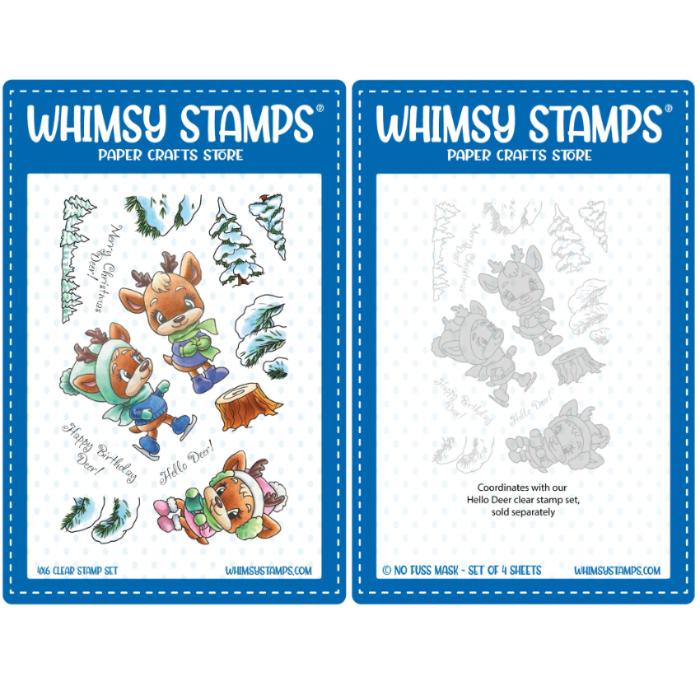 Whimsy Stamps Hello Deer Clear Stamp and NoFuss Mask Set