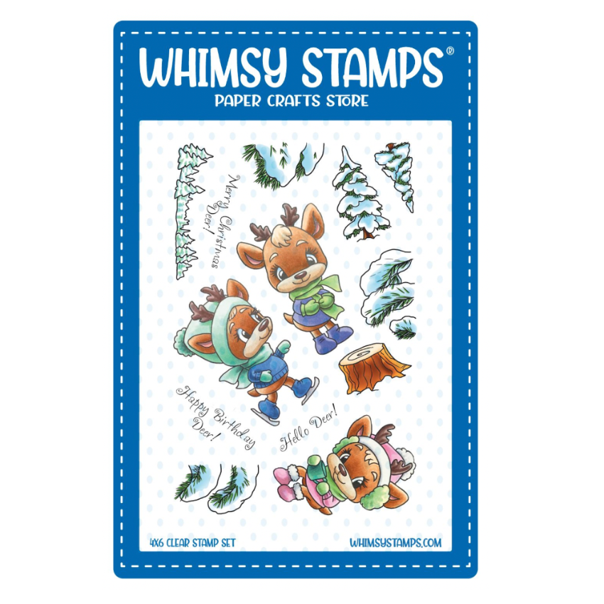 Whimsy Stamps Hello Deer Clear Stamp and NoFuss Mask Set image 1