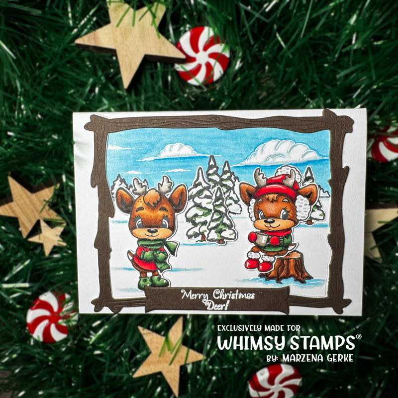 Whimsy Stamps Hello Deer Clear Stamp and NoFuss Mask Set merry christmas