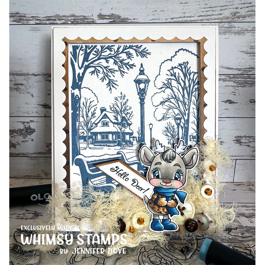 Whimsy Stamps Hello Deer Clear Stamps c1285a scallops
