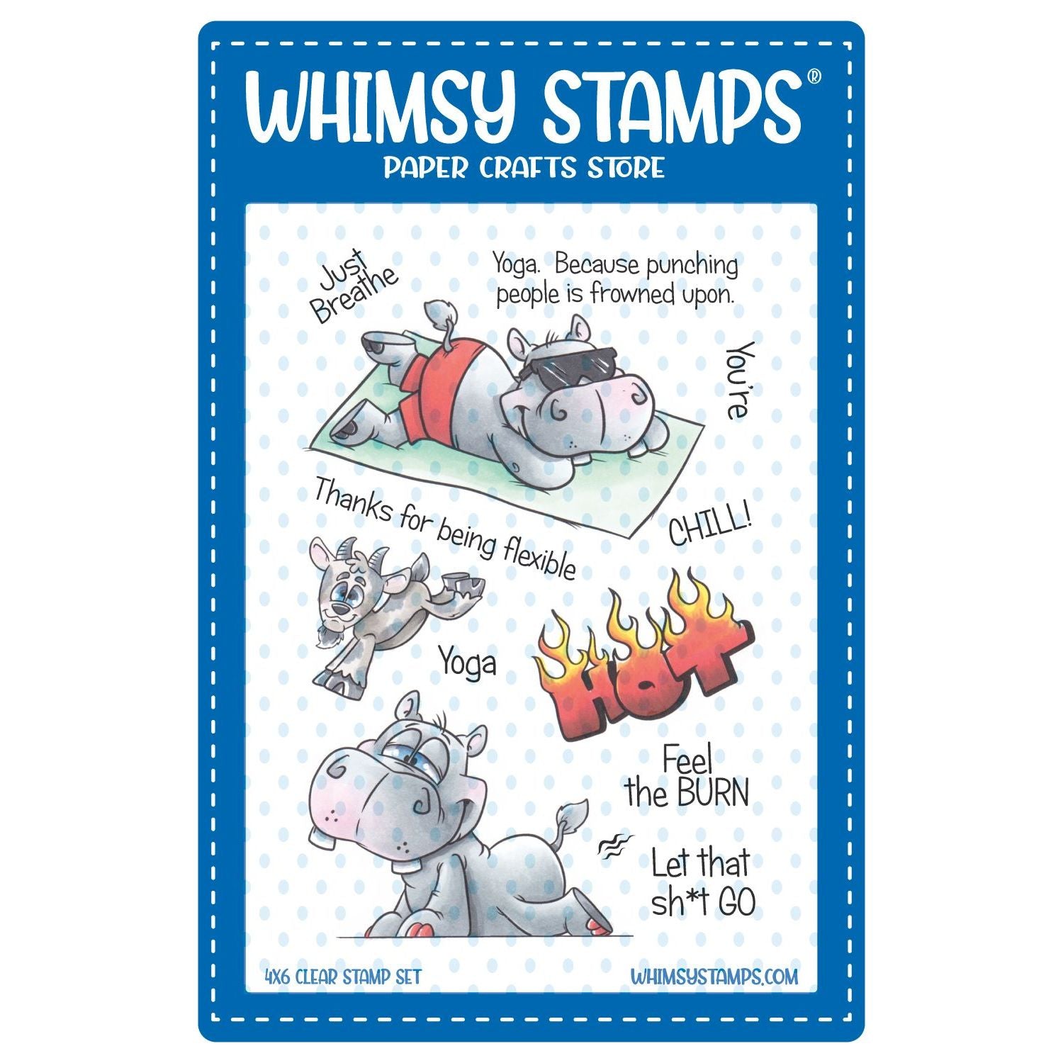 Whimsy Stamps Hippo Yoga Clear Stamps dp1048a